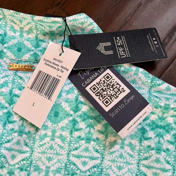 Cabana Life Sunshine Shores Wicking Performance Zip Top Size Large UPF 50+ NWT - Picture 7 of 8